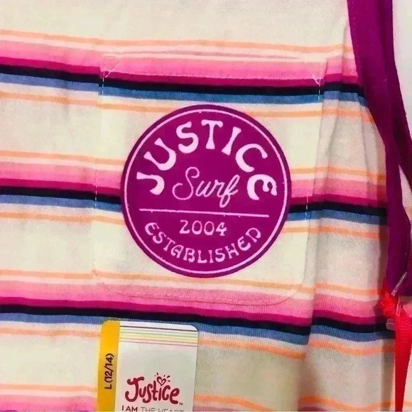 Justice Girls Bundle Blue Strong and Striped Tank Top Black Legging size L 12-14 - Picture 8 of 14